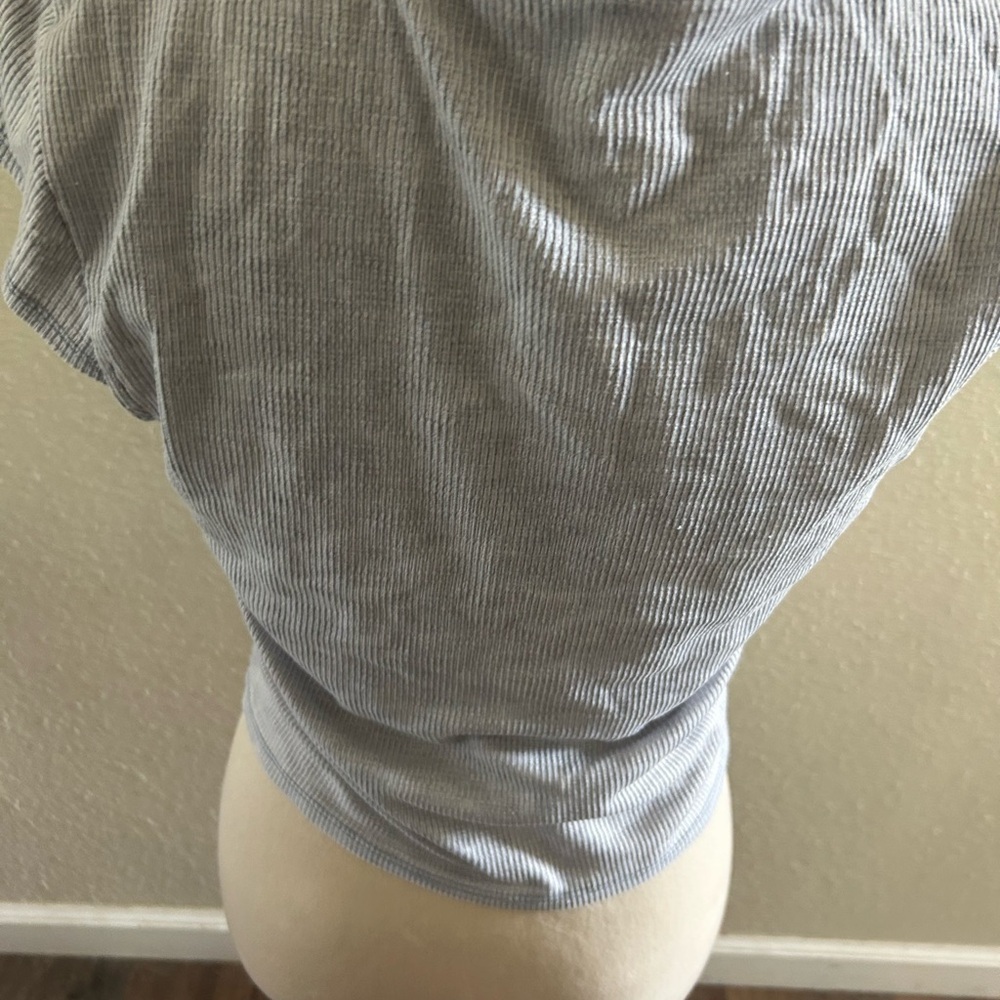 Wild Fable Gray V-Neck Ribbed cropped Women's Top size L NWT - Picture 3 of 4